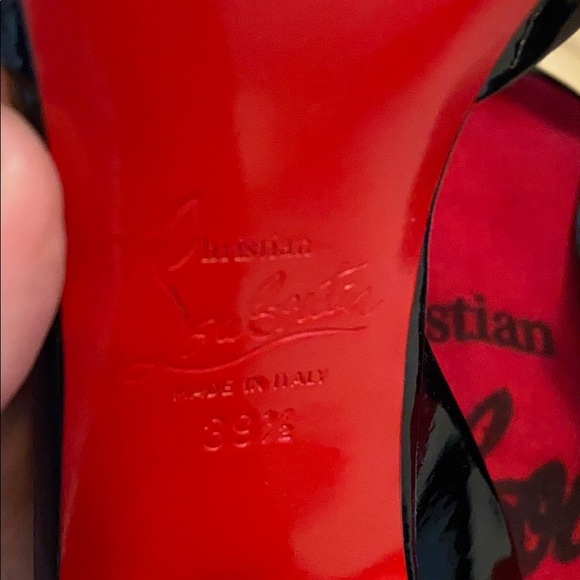 Christian Louboutin Black Patent Slingback Pumps Heels 39.5 - Picture 5 of 7